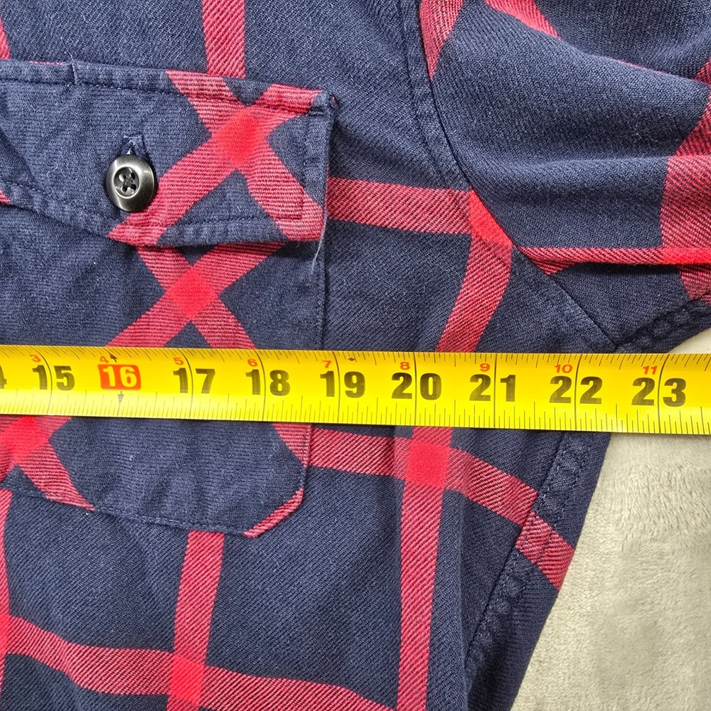 Topo‎ Designs Mens Large Flannel Shirt Navy Red Plaid Organic Cotton Long Sleeve - Picture 3 of 9